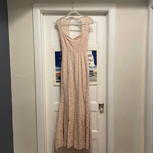 Pink, lace, maxi dress from LuLus
